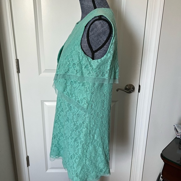 WOMEN’S BCBG MAX AZRIA LIGHT GREEN LACE MINI DRESS Cotton Blend Sz M - Picture 13 of 16